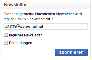 Email-Adresse in Newsletter-Formular auf hna.de